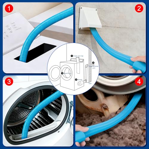 Dryer Vent Cleaner Kit - Dryer Lint Brush and Flexible Vacuum Hose Dryer Lint Vac Attachment with Universal Connector, Dryer Cleaning Tools, Suitable for Most Vacuum Cleaners