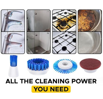 Cordless Electric Spin Scrubber with 6 Brush Heads & 2 Rechargeable Batteries, Power Scrubber for Shower Tile Grout Tub Bathroom Cleaning, IPX7 Waterproof Handheld Scrubber