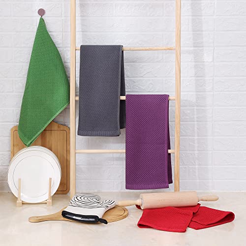 Homaxy 100% Cotton Waffle Weave Kitchen Dish Towels 12-Pack, Grass Green - color: Grass Green, size: 13 X 28 - 12 Pack