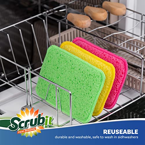 Scrub and Wipe Cleaning Pads [10 Pack] – SCRUBIT Dual Sided Scouring Pad and Sponge - Reusable Kitchen Scrubbing Sponges for Dishes, Pots, Pans Utensils & Non-Stick Cookware (Green) - color: Green