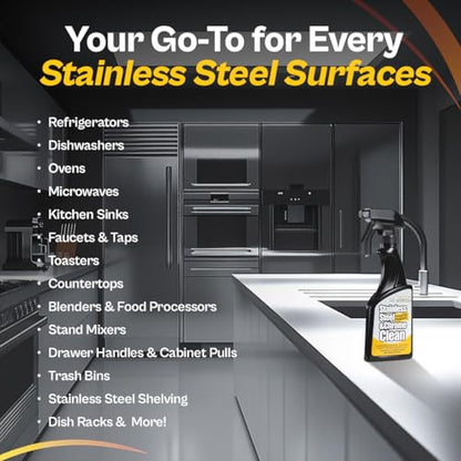 Flitz Stainless Steel & Chrome Clean - 16oz Bottle, USA-Made Stainless Steel Cleaner Spray for Appliances - Grill, Fridge, Sink Stain Remover - Also Works on Aluminum Surfaces (6 Pack) - size: 16 Fl Oz (Pack of 6)