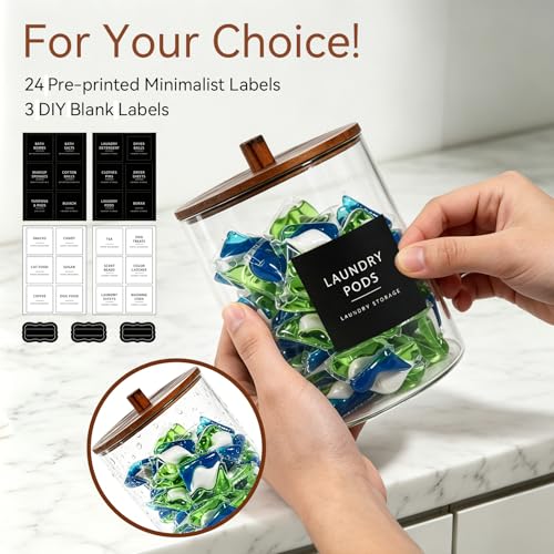 Amolliar Clear Acrylic Laundry Pods Container (Dark Wood, 0.6+0.4Gal) - color: Dark Brown(78oz+50oz)