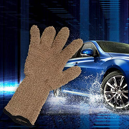 SagaSave Multi-Function Microfiber Gloves Cleaning Dusting Coral Fleece Home Cleaning Gloves Truck Auto Gloves - color: Green