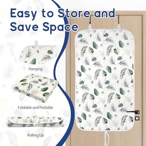 Portable Ironing Mat for Desktop, 3mm Thick Padding & Heat Resistant Cover for Steam Iron, Quilting & Travel – Foldable Ironing Board Alternative (Foliage Pattern) - color: Foliage Pattern