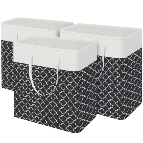BlissTotes 3-Pack Laundry Basket, Collapsible Laundry Hamper, Black, 100L - color: Black, size: 100L
