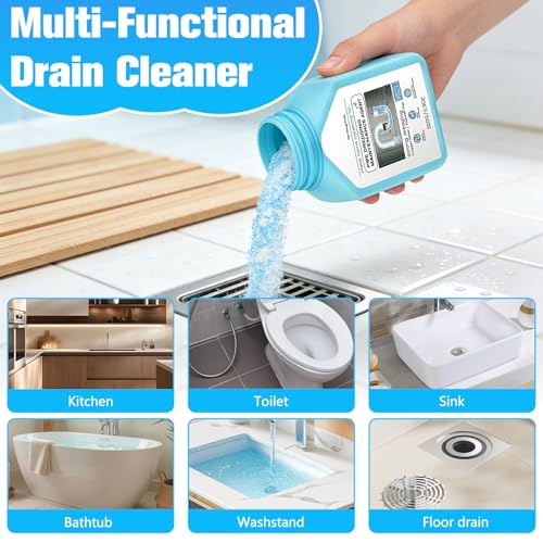 Drain Clog Remover Powerful, Sink Drain Hair Clog Remover Cleaner, Strong DrainCleaner for Kitchen, Shower Pipes and Drains