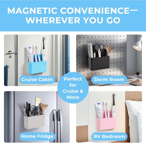 Magnetic Toothbrush Holder for Cruise Ship Cabins – Cruise Essentials 2026 & Travel Must Haves – Wall-Mounted Cruise Bathroom Organizer for Alaska & Caribbean Staterooms (Pink) - color: Pink