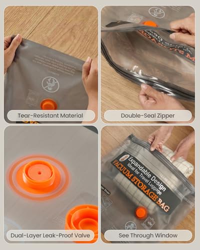 Vacuum Bags for Clothing Travel with Rechargeable Electric Pump, 12 Pack Compression Vacuum Storage Bags for Luggage and Seasonal Storage, Space Saver Seal Bags for Cruise and Vacation - size: 12 Pack Travel Size