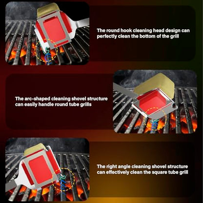 BBQ Grill Brush for Outdoor, Replacement Cleaning Head, Safe Steam Grill Cleaning Brush with Scraper, Non Metal Bristles for Cast Iron, Stainless-Steel Grates(RED) - color: Red