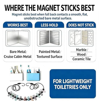 Cruise Essentials 2026 Magnetic Holder 2 Pack with Travel Clothesline
