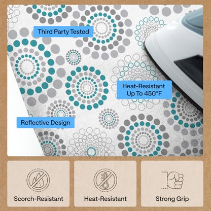 GORILLA GRIP Padded Ironing Board Cover, 15x54 Spiral - color: Spiral: Gray/White/Turquoise, size: 15" X 54"