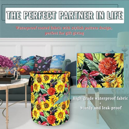 Sunflowers Laundry Basket Oxford Cloth Foldable Hamper 18.9x16.5 Inch - color: Yellow Sunflowers Floral