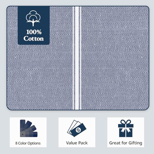 LANE LINEN Kitchen Towels 100% Cotton Absorbent Lint-Free 6 Pack - color: 01: Blue Chambray, size: 06 Pack