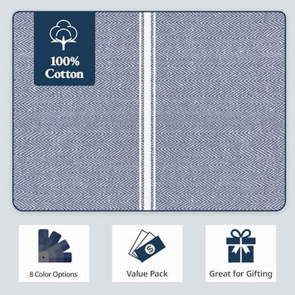 LANE LINEN Kitchen Towels 100% Cotton Absorbent Lint-Free 6 Pack - color: 01: Blue Chambray, size: 06 Pack