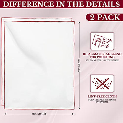 The 2-Pack Premium Microfiber Wine Glass Polishing Cloths, Large Lint-Free Drying Towels for Glasses, Stemware, Glassware, Camera Lenses, 25 Inch X 20 Inch (White, 2 Count) - color: White