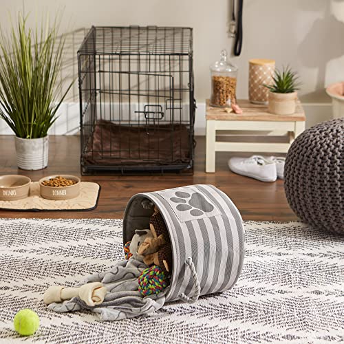 Bone Dry Pet Storage Collection Striped Paw Patch Bin, Small Round, Grayz, Medium Breeds (Pack of 12) - color: Gray, size: Small Round (Pack of 12)