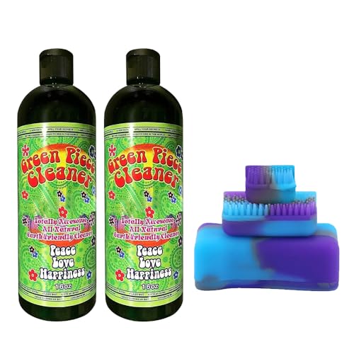 Green Piece Magnetic Glass Cleaner Kit - 2 x 16 Oz - Purple Magnet Scrubber
