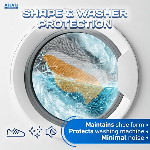 2-Pack Shoe Washing Machine Bag, 360° Deep Shoe Laundry Bag for Washer, Reusable Mesh Shoe Bag with Secure Zipper, Easy Clean Shoe Bag for Sneakers, Tennis Shoes & Gym Trainers