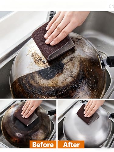 Carborundum Sponge Nano Emery Sponge Brush Eraser Scrub Kitchen Cleaning for Removing Rust Pots，Household Cleaning Tool (Dark brown-10pcs) - color: Dark Brown-10pcs