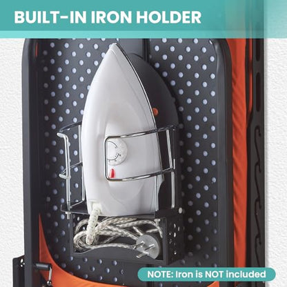 Seiritex Wall Mounted Ironing Board with Iron Holder, 42x14 Compact Mount Foldable Ironing Board for Small Spaces, Space Saving with Cotton Fabric Cover and Silicone Iron Rest - size: 14x42 inches