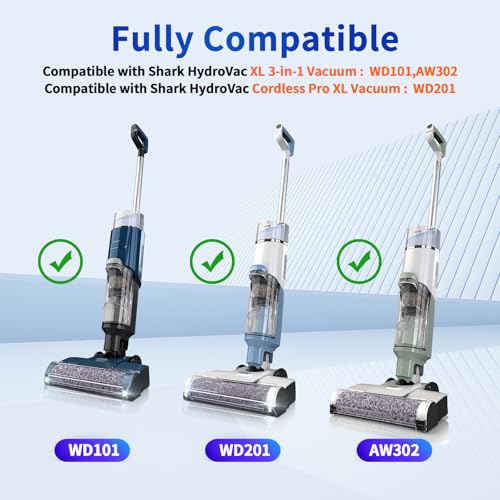 9 Pcs WD101 Replacement Brushroll and Filter Compatible with Shark Hydrovac - color: Roller Brush+ Filter