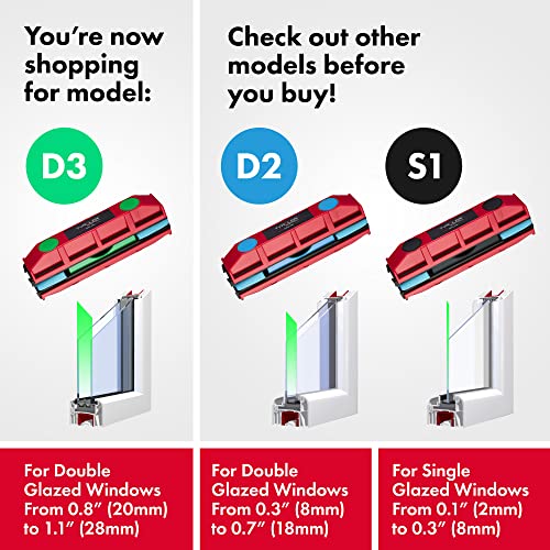 Tyroler Magnetic Window Cleaner Tool Fits Windows 0.8"-1.1" | The Glider D3 - size: Double-Glaze Fit 0.8"-1.1"