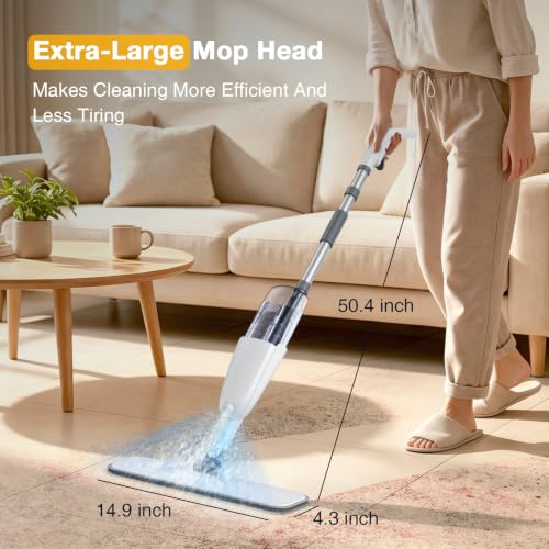 Spray Mop, Wet Dry Hardwood Floor Cleaning Mop with 3 Washable Reusable Pads, 360° Rotation Head, 500ML Large Capacity Sprayer for Tile, Hardwood, Laminate, Vinyl & Marble Floor