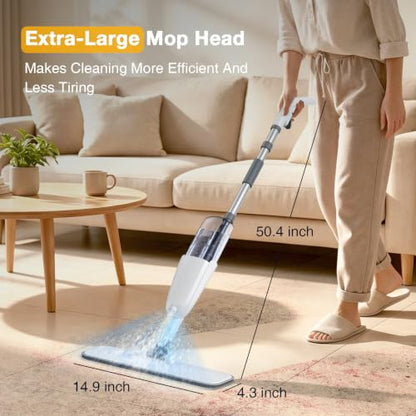 Spray Mop, Wet Dry Hardwood Floor Cleaning Mop with 3 Washable Reusable Pads, 360° Rotation Head, 500ML Large Capacity Sprayer for Tile, Hardwood, Laminate, Vinyl & Marble Floor