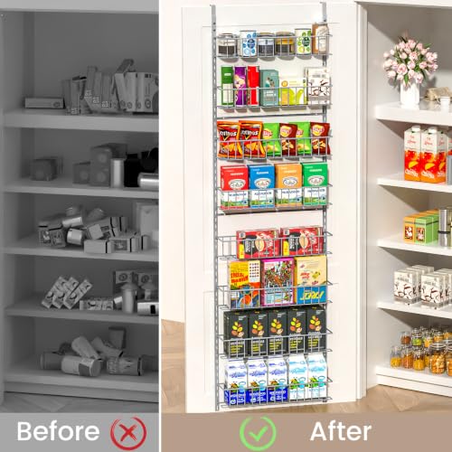 ElegantArray 8-Tier Pantry Door Organizer, Light Gray - color: Light Gray, size: 8-Tier
