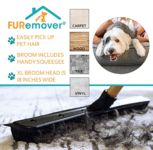 FURemover Pet Hair Removal Rubber Broom, Heavy Duty Cleaning 18" Broom Head - color: Furemover Heavy Duty Outdoor Broom