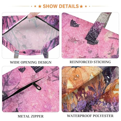 Travel Laundry Bags 2 PC Wet Dry Bag with Handle Dirty Clothes Organizer for Swimsuits Beach Camping Waterproof Washable Halloween Cat Tombstone Purple - color: Halloween Cat Tombstone Purple