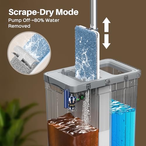 Mop and Bucket Set, Flat Mop and Bucket System for Floor Cleaning - size: mop bucket set+6 pads+12L tank