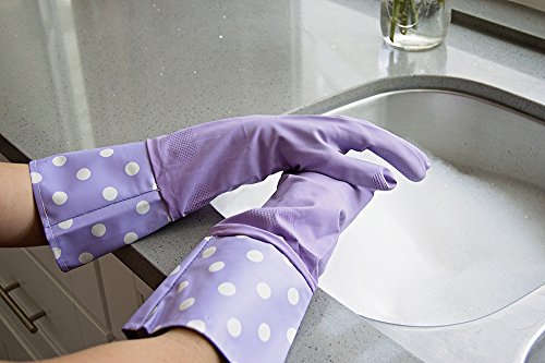 Glam Gloves Diswasher's Thick Latex Gloves for Kitchen & Home, Long Sleeves, One Size Fits All, 1 Pair, Yellow
