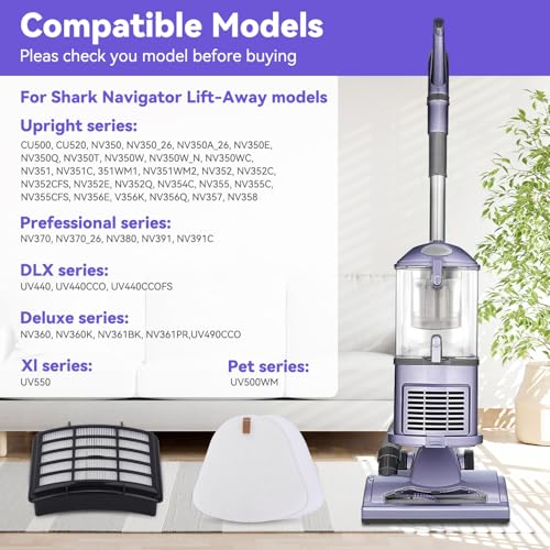 Vacuum Filters Replacement for Shark Navigator Lift-Away Vacuum NV350,NV351,NV352,NV355,NV360,NV370, UV440,UV490,UV540, CU512,CU510, CU512, CU500, CU520 - Replacement XFF350 XHF350 - color: For NV350 etc-1 HEPA Filter, 2 Foam & 2 Faux Felt Filters