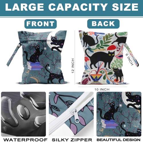 2Pcs Cat Wet Bag Plants Waterproof Reusable Wet Dry Bag, 12x10 Inch - color: Multicolor 1337