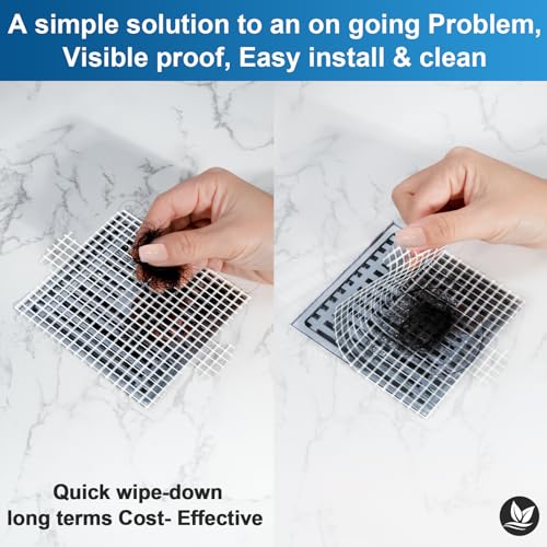 25 Pack, Disposable Shower Drain Hair Catcher Mesh Stickers,Disposable Hair Drain Catcher. (4.1inch Square)