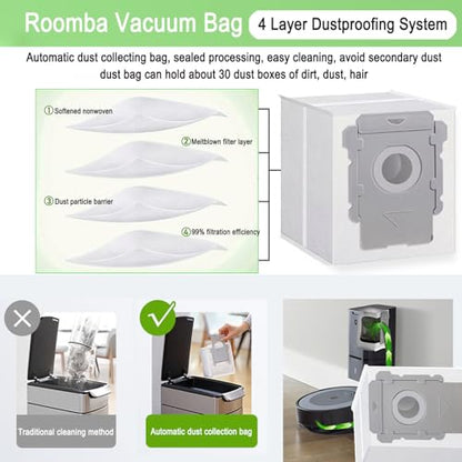 22 Pack Vacuum Bags for iRobot Roomba 104 105 405 504 505 705 Combo 10 Max i7 i7+ i3 i3+ i8 i8+ j5+ i5+ i4 i4+ i1+ i6 i6+ j5+ j7 j7+ s9 s9+, i, s, j Series Clean Base Automatic Dirt Disposal Bags