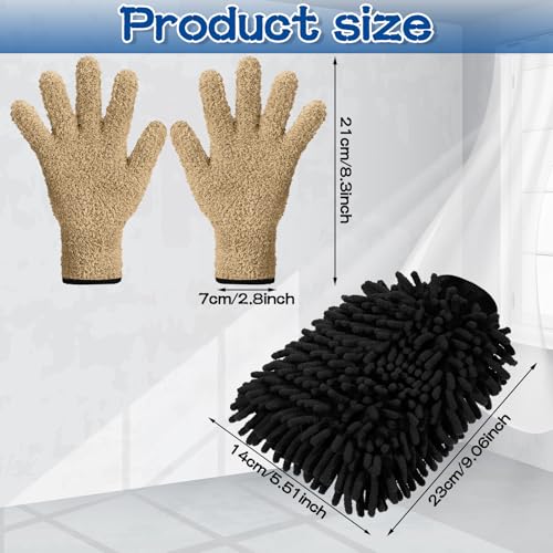 Potchen 6 Pcs Microfiber Dusting Mitt Glove for Plant - color: Camel,brown,black