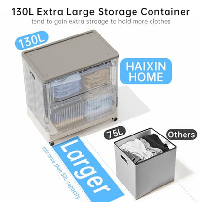130L Plastic Laundry Hamper with 3 Independent Bags - color: Milky, size: 130L + 3 Bags