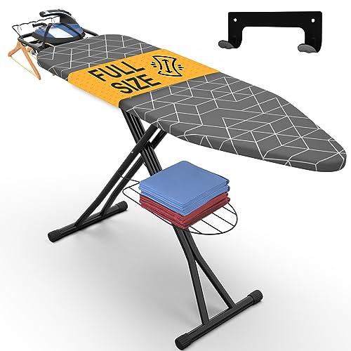 Xabitat Ironing Board 57" x 15" Foldable with Wall Hanger - color: Gray + Black, size: 15 x 57 Inches