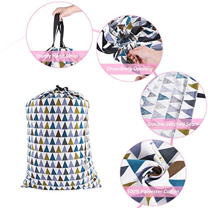 SWISSELITE Laundry Bag with Handle and Drawstring, Large Heavy Duty Laundry Bag, 28 x 40 Inches Travel Dirty Clothes Bag for Laundromat and Household - color: Triangle Multicolor