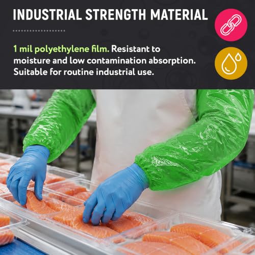 ABC PACK & SUPPLY Disposable Arm Sleeves, 18 Inch PE Arm Covers, Sleeve Covers with Elastic Ends for Food Processing - color: Green, size: 2000 Pack