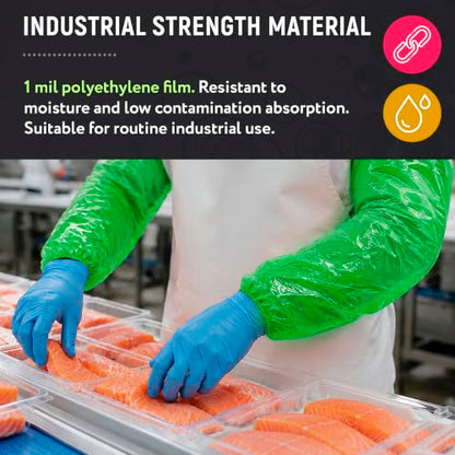 ABC PACK & SUPPLY Disposable Arm Sleeves, 18 Inch PE Arm Covers, Sleeve Covers with Elastic Ends for Food Processing - color: Green, size: 2000 Pack