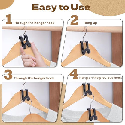 Mlici Clothes Hanger Connectors - 60 Pcs Multi-Level Cascading Hooks, Black - color: Black