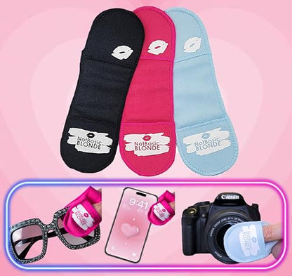 Eyeglass Cleaning Cloth, 3 Pack, Soft Microfiber, Anti-Scratch, Lens Cleaning Wipes, Screen, Glasses, Lens Wipes, Finger Mitts - GlamMitt by FLEISHER'S x NotBasicBLONDE Collab