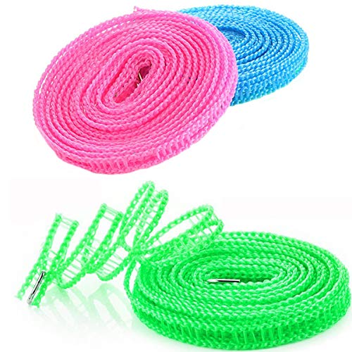 Foshine Clotheslines 3 pcs 1.64ft Length Clothes Drying Rope Portable - color: Blue&green&pink, size: 3 Pack