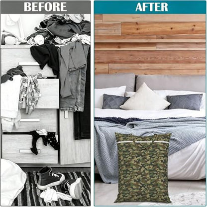 Camouflage Hunting Green Camo Travel Laundry Bags Cloth Diaper Wet Bags Handle Washable Dirty Clothes Bags Wet Dry Bag Suitcase Gym Swimming Pool College Dorm Wet Bag - color: 1 PC36, size: One Size