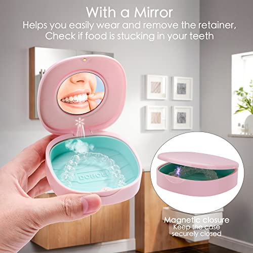 Doboli Retainer Case,Slim Aligner Mouth Guard Case Compatible with Invisalign Pink - color: Pink