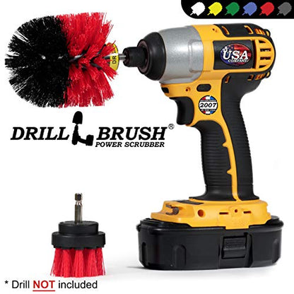 2 Piece Red Stiff Brush Cleaning Set - Gutter Cleaning Outdoor Brush Set - color: Red