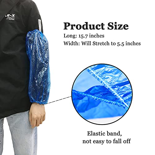Yzurbu Disposable Arm Sleeves, Plastic Waterproof Oversleeves Protector Covers with Elastic on Cuff - color: Blue - 400pcs
